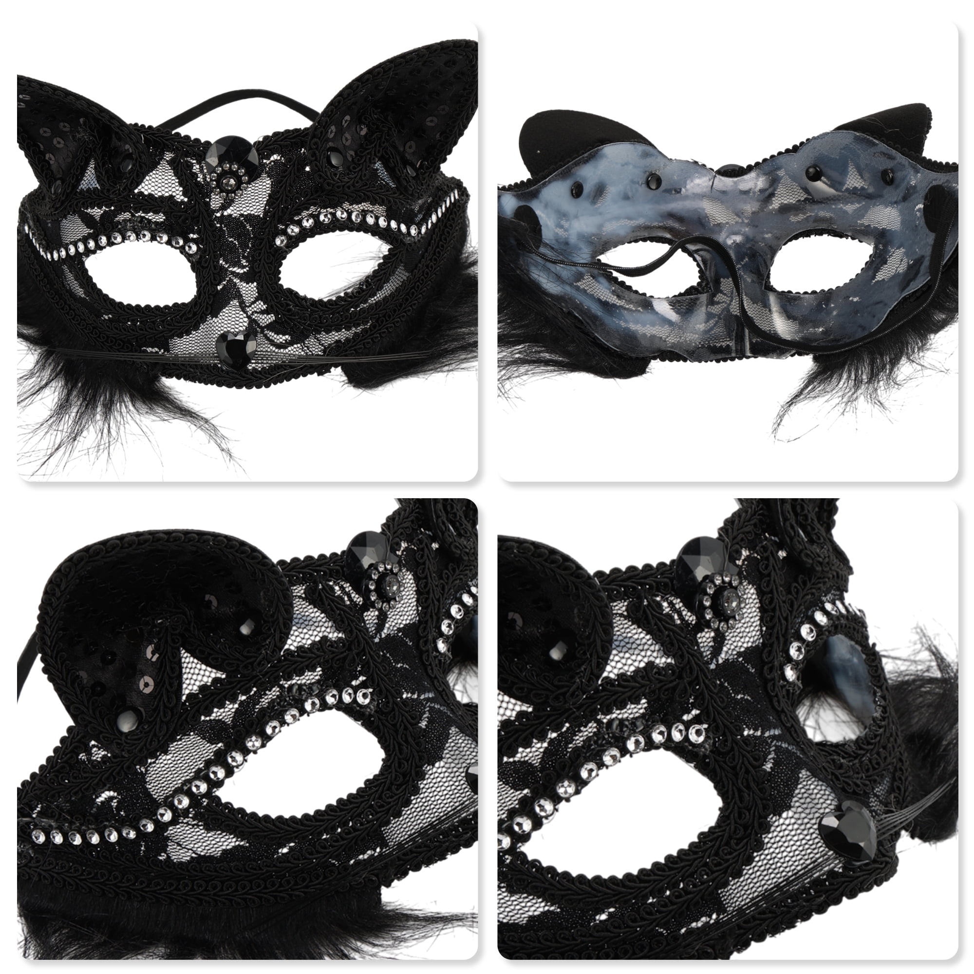 Unique Bargains 1 Pack Cat Party Mask for Themed Events Black Pattern 1