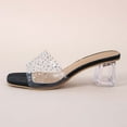 thumbnail image 6 of Anuirheih Clearance Slip on Sandals Women,Women's Summer Fashion Casual Square Slippers Rhinestone Decoration Middle Heel Slippers(Black), 6 of 7
