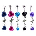 thumbnail image 2 of Funie 1Pc Women Dual Rose Flower Belly Button Navel Ring Body Piercing Jewelry Gift, 2 of 8
