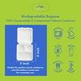 thumbnail image 3 of URBAN BOX CO. 50-Pack 9x9 3-Compartment Compostable Takeout Containers, Eco-Friendly Sugarcane Bagasse, Biodegradable Disposable To Go Boxes, 3 of 6