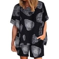 thumbnail image 1 of Mujeres Casual Verano Cuello redondo Impreso Manga corta Tops y pantalones cortos Conjunto de dos piezas Traje Wmkox8yi bvn911, 1 of 5