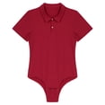 thumbnail image 3 of JanJean Justaucorps à Manches Courtes pour Hommes, Col Rabattu, une Pièce, Justaucorps, Rouge TTG, 3 of 7