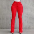 thumbnail image 3 of Daznico Womens Bootcut Jeans Casual High Waist Pants Trousers Pockets Classic Flare Denim Jeans,Tummy Control Bootcut Jeans-Red-M, 3 of 4