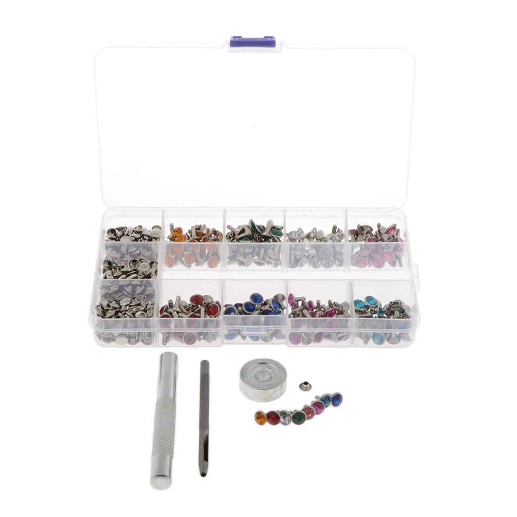 Yunhgft 240Pcs 7mm Rhinestone Studs Rivets Studs Rivets Studs With Tool For Leather DIY
