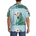 thumbnail image 3 of Uemuo Dog Wrapped in Towel Pattern Cotton Linen Short Sleeve Shirts,Casual Lightweight Button Down Shirts,Vacation Beach Summer Tops-Large, 3 of 7
