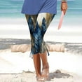 thumbnail image 5 of QUYUON Womens Capris for Summer Clearance High Waisted Capris Leggings Side Drawstring Floral Printed Elastic Waist Capris Pants Casual Loose Comfy Cropped Beach Pants Trouser Style P-462 Blue_30 L, 5 of 5