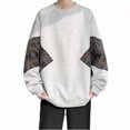 thumbnail image 2 of Blusas y camisas de manga larga con cuello redondo para hombre, color liso, de pana, con bolsillos de empalme, sudadera con cuello redondo, blusa de poliéster para hombre, 2 of 7