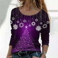 thumbnail image 2 of JINMGG Womens Plus Size T-Shirts,Women Long Sleeves Floral Casual Shirts Solid O-Neck Pullover Loose Tunic Tops Christmas Tree Print Round Neck Long Dleeve Blouse Purple L, 2 of 5