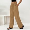 thumbnail image 5 of iHPH7 Wide Leg Pants Woman, Palazzo Pants for Women, Linen Pants Women, Wide Leg Linen Pants for Women, Gauze Pants, Brown 3XL, 5 of 9