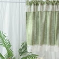 thumbnail image 6 of Harlier Buffalo Plaid Curtains Valances for Windows - Green and White Semi Sheer Checkered Rod Pocket Valance for Living Room, Farmhouse, Bedroom, 59.1"L x 23.6"H, 1 Panel, 6 of 6