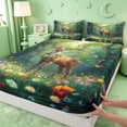 thumbnail image 4 of meiyoeat Jungle Animal Elk Bed Sheets For Girls,Colorful Cute Flowers Full Size Sheets For Kids,4-Piece, 4 of 6