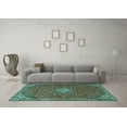 thumbnail image 3 of Ahgly Company Machine Washable Indoor Rectangle Medallion Turquoise Blue Traditional Area Rugs, 8' x 10', 3 of 4