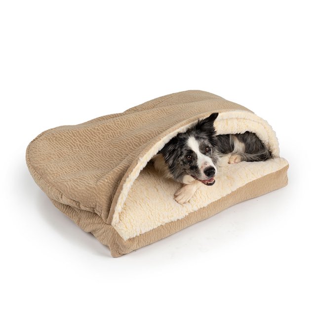 Snoozer Cozy Cave Rectangle Pet Bed, Small, Piston Sand, Hooded Nesting