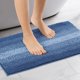 thumbnail image 2 of REGALWOVEN Alfombrillas de baño de color contrastante a rayas, alfombra de baño de felpa antideslizante, tapetes para el suelo del baño, bañera y ducha azul marino 20" x 32", 2 of 6