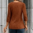 thumbnail image 4 of BLVB 3/4 Sleeve Tops for Women Crewneck Ribbed Knit Lightweight Sweaters Pullover Casual Fall Fashion Tunic Blouses, 4 of 6