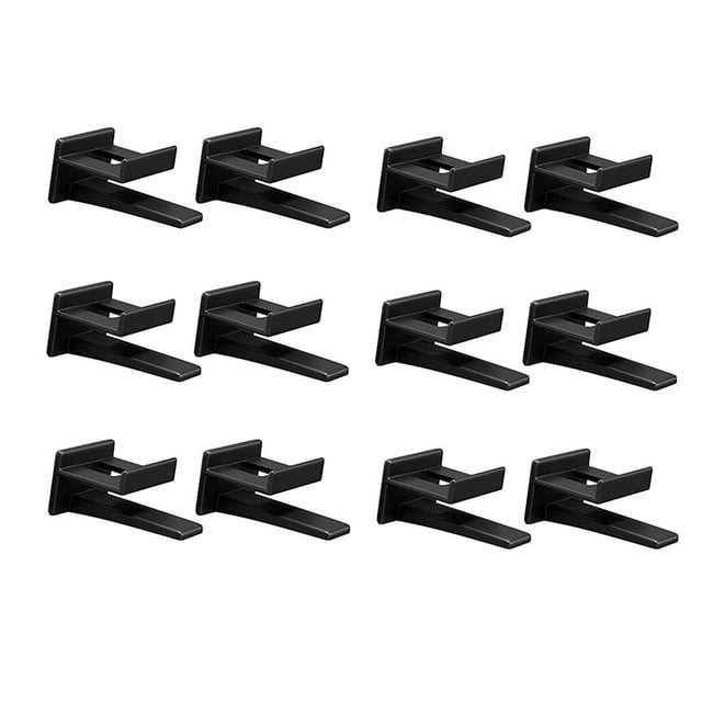 Ganchos adhesivos para perchero de pared y puerta (paquete de 12) (negro)