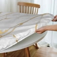 thumbnail image 5 of Marble Texture Tablecloth with Elastic Edge, Round Table Cloth Washable Reusable Table Cover for Kitchen Dining Party Picnic, Medium(Suitable for 45-52 in), 5 of 6