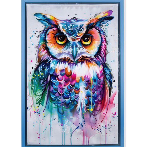 Colorful Owl Watercolor DIY 11CT Stamped Cross Stitch Kits for Beginners Easy Needlepoint Embroidery Counted Cross Stitch Art Craft for Wall Decoration 12x16inch(6)