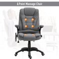 thumbnail image 3 of Adjustable Grey Massage Office Chair - Ergonomic Recliner with 130° Tilt | Home & Executive Desk Chair with Linen Fabric & 6-Point Massage Functionality, 3 of 7