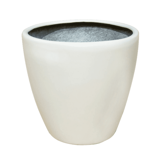 Maceta de Fibra de Vidrio FibraFormas Mod. Bullet Chico Blanco 28cm alto 32cm diámetro