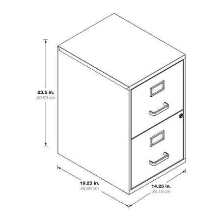 OSP Home Furnishings - 2 Drawer Locking Metal File Cabinet - Gray