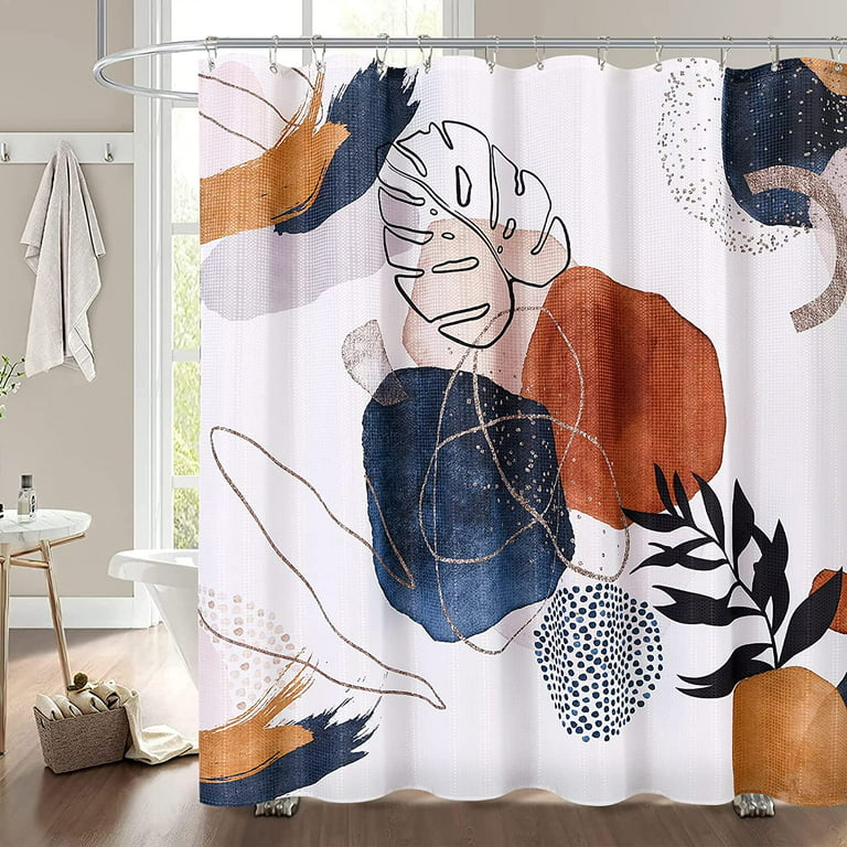 AmazerBath Floral Shower Curtain, Boho Cloth Shower Curtain Sets with 12  Shower Curtain Hooks, Colorful Luxury Fabric Shower Curtains for Bathroom