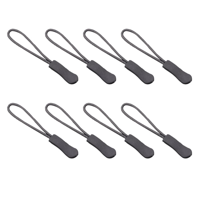 ziyahi 8 Pieces Zipper Pull Puller Lightweight Rope Tag Fixer Multi-Purpose Replacement Buckle Bags Suitcase Accessories Textiles Dark Gray