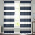 thumbnail image 2 of Navy Blue Grey Striped Sheer Curtains 72 Inches Long 2 Panels Set, Window Sheer Curtains for Living Room/Bedroom, Farmhouse Stripes Minimalist Light Filtering Rod Pocket Curtain 52'' x 72'' x 2, 2 of 7