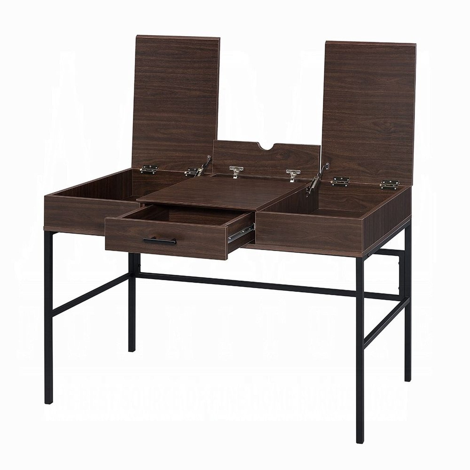 Writing Desk with Built-In USB Port and Plug, 1 Storage Drawer, 3/4 Extension Glide, Rectangular Industrial Office Desk, 42 in