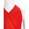 thumbnail image 4 of TiaoBug Kids Girls Shiny Rhinestone Sleeveless Fringe Gymnastics Leotard Latin Ballroom Dancewear Red 10, 4 of 7