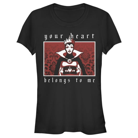 Junior's Snow White and the Seven Dwarfs Evil Queen Your Heart Belongs To Me Box  Graphic Tee Black X Large