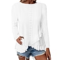 thumbnail image 2 of Womens Plain Tshirts Women Fashion Casual Solid Long Sleeve Crew Neck T Shirt White L, 2 of 6