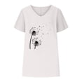 thumbnail image 4 of Sakmal Womens Tops Under $5 White Short Sleeve Floral V-Neck T-Shirts Womens Shirts Plus Size, 4 of 4