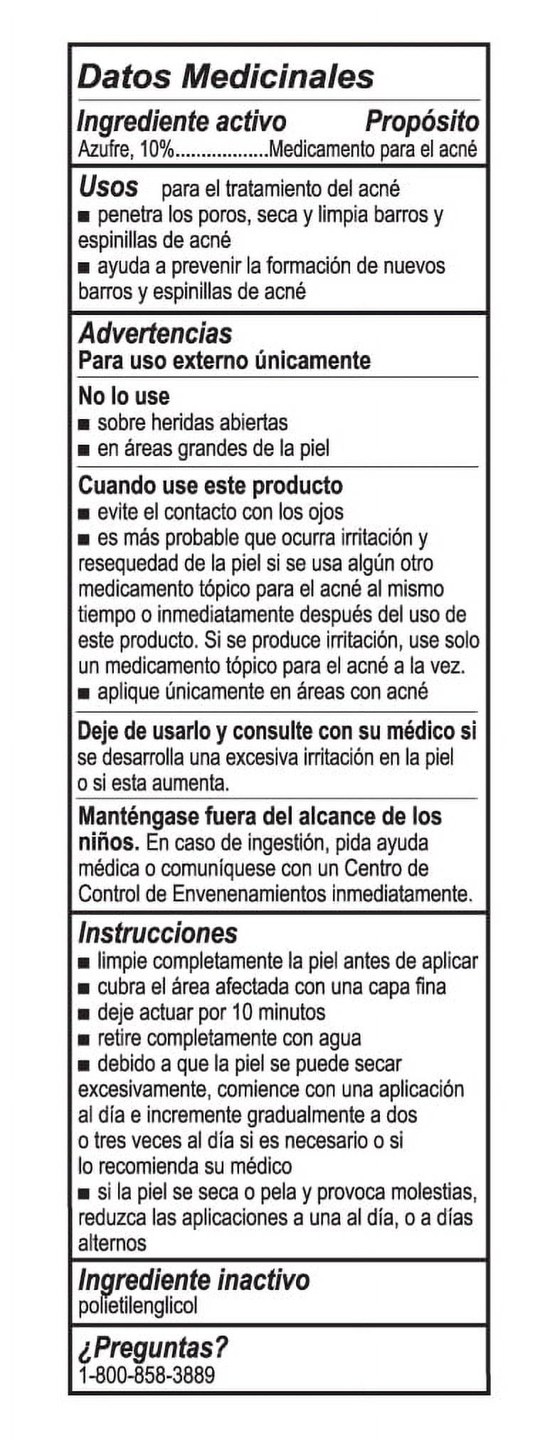 De La Cruz Acne Treatment Ointment - 10% Sulfur, Maximum Strength Clears Acne, Pimples, and Blackheads, 2.6 oz Jar