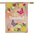 thumbnail image 3 of Northlight Life is Beautiful Pink Floral Outdoor House Flag 28" x 40", 3 of 7