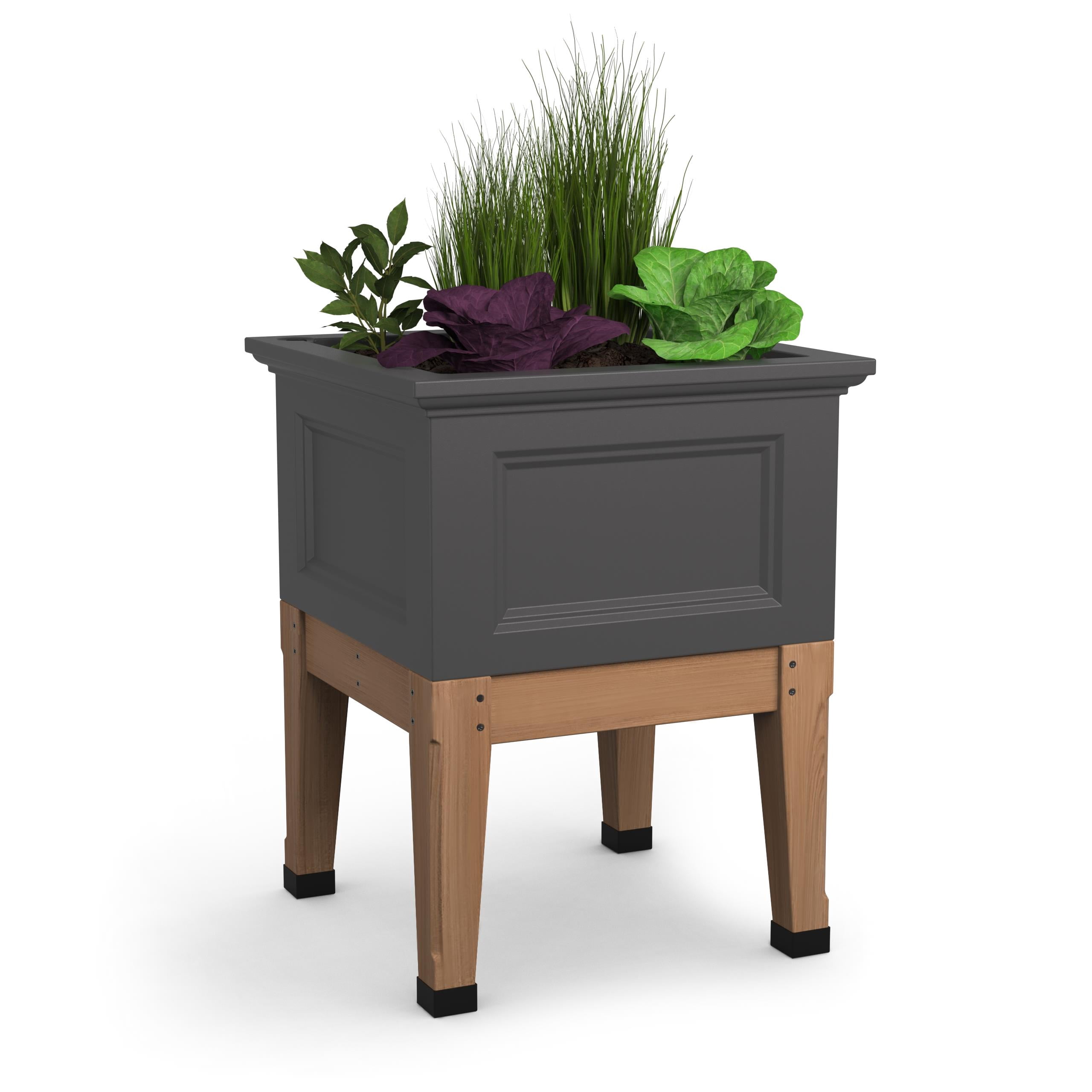 Mayne Fairfield 24" x 24" x 30" Square Graphite Grey Self Watering Elevated Garden Bed Planter