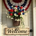 thumbnail image 1 of Independence Day Flower Imitation Basket Border Home Decoration With Red White Blue Wheats Ears Hanging Upside Down Door Hanging Flower Wreath Decoration, 1 of 6