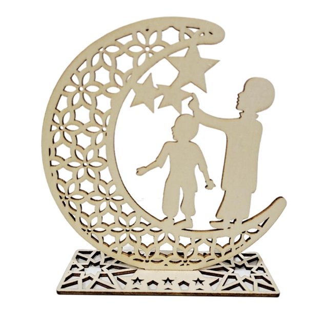 Ramadán Mubarak DIY Decoraitons Adorno artesanal de madera Eid para decoración de fiesta musulmana islámica