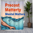 thumbnail image 1 of Cortina de Ducha Vibrante con Brazo Emergente del Agua - "Precost Matterty Mental Matters" - Decoración Única para Baño, 1 of 5