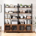 thumbnail image 5 of Jojoka Bookshelf with Mesh Doors, Industrial Bookcase with 4-Tiers Open Display Racks, Large Storage Shelf Cabinet for Bedroom, Living Room, Home Office, Rustic Brown, 5 of 7