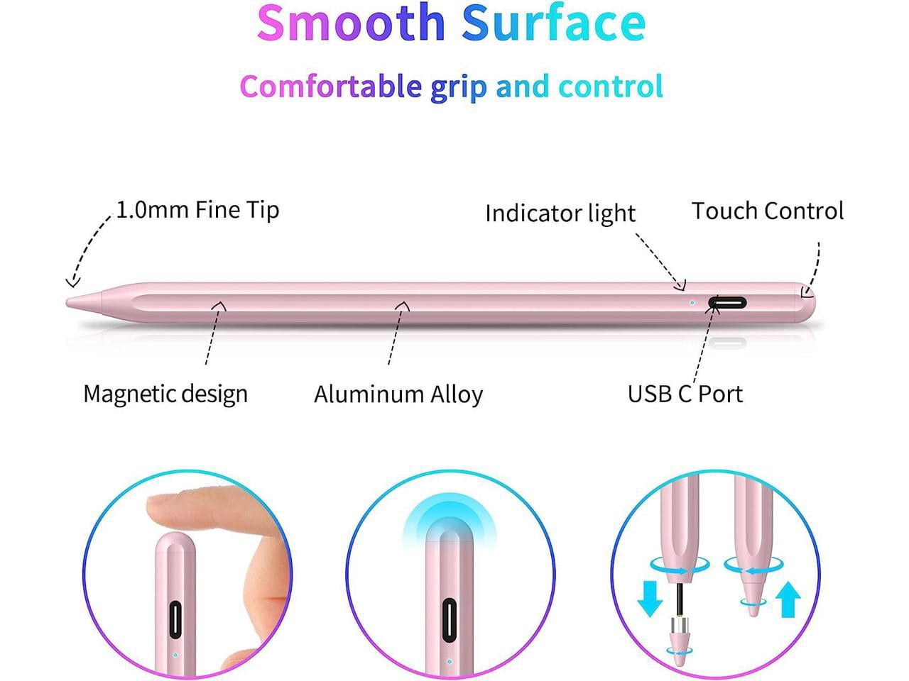 Stylus Pen, Active Stylus Pen Compatible for iOS and Android Touchscreens/Phones, Rechargeable Stylus Pen with Dual Touch Screen, Stylus Pencil for Apple iPad/iPhone/Android/Samsung Tablet