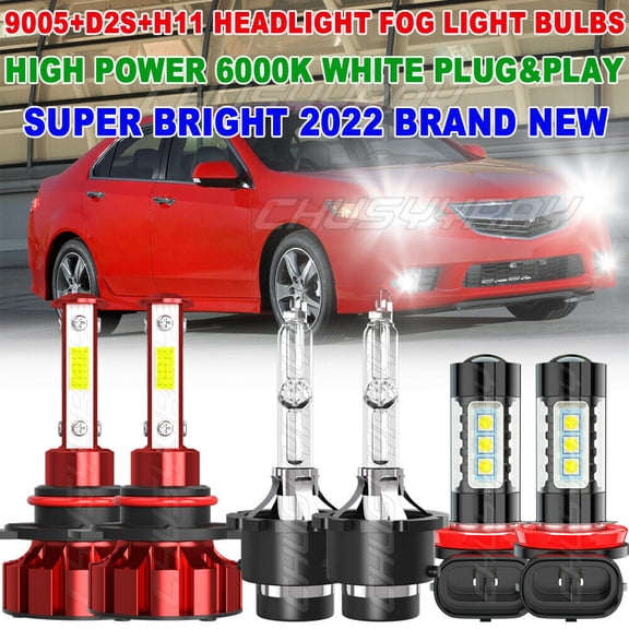 For Acura TSX 2009-2014 6000k LED HID High/Low Headlight Fog Light Bulbs
