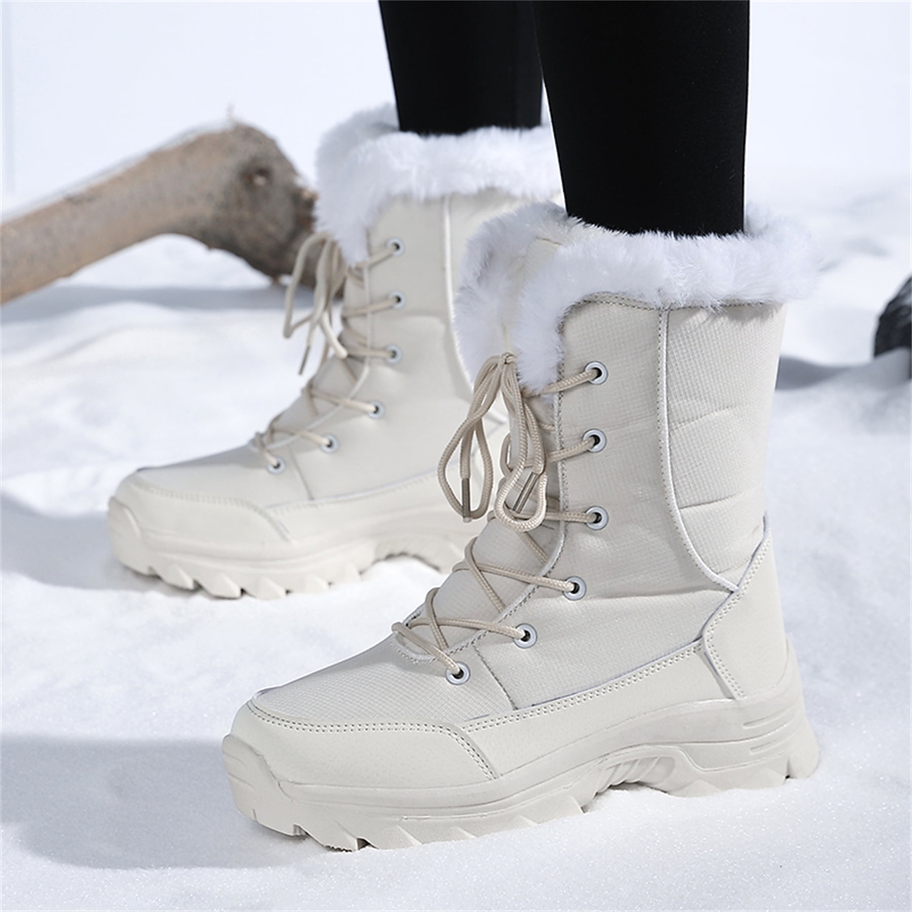 YOURDIARY Womens Winter Snow Boots Waterproof Warm Walking Shoes Mid-Calf Hiking Booties Faux Fur Lining