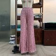 thumbnail image 1 of Pantalones ajustados de cintura alta de verano para mujer, pantalones de pierna ancha casuales de moda con lentejuelas de colores europeos y americanos para mujer, 1 of 6