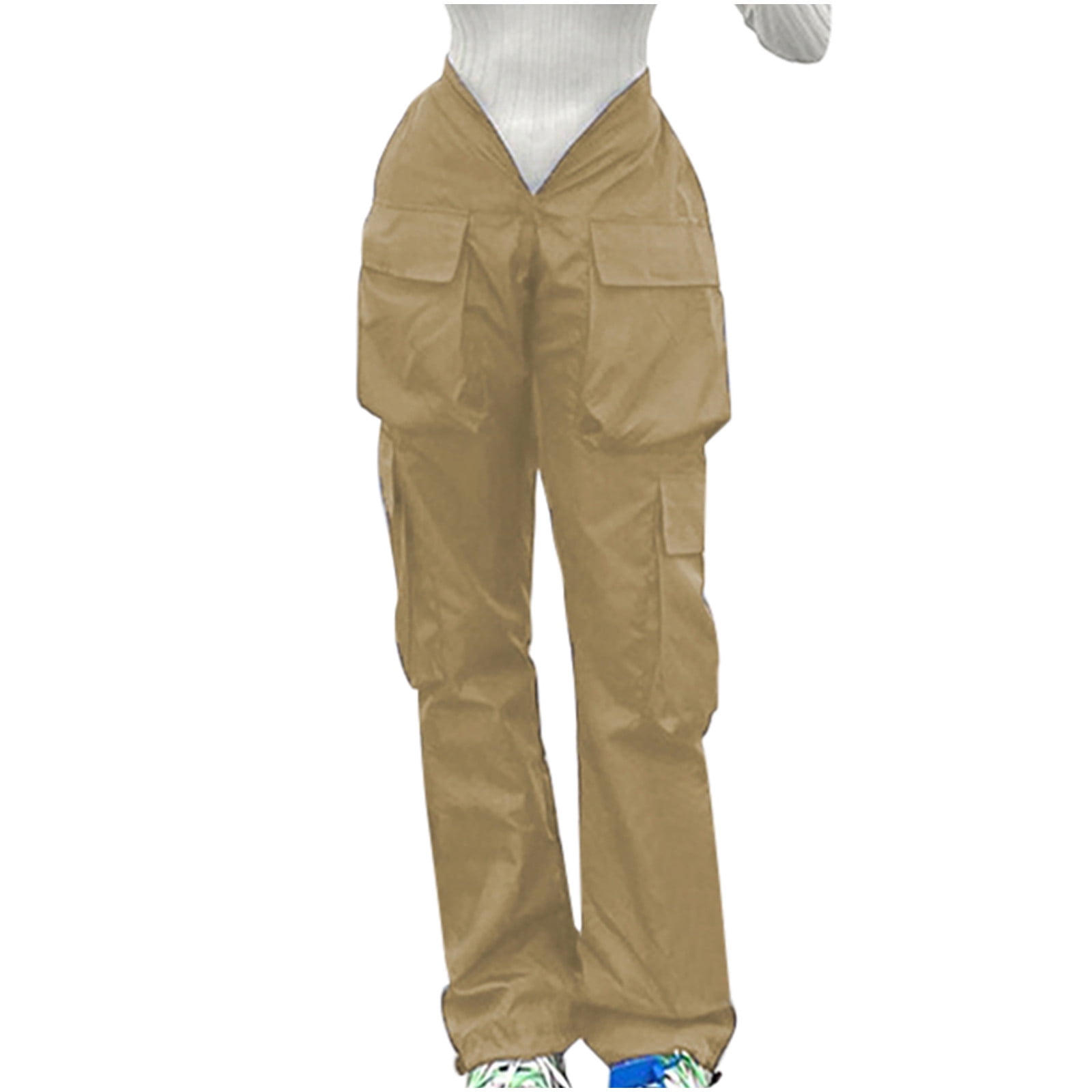 Cargo Pants for Women Casual Pocket Straight Leg Pants Solid Color