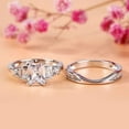 thumbnail image 5 of Gems Jewels 2.00 Ctw Emerald Cut White Diamond Wedding Anniversary Engagement Bridal Set Ring 14K White Gold Plated 925 Sterling Silver 925 Sterling Silver -4.5, 5 of 5