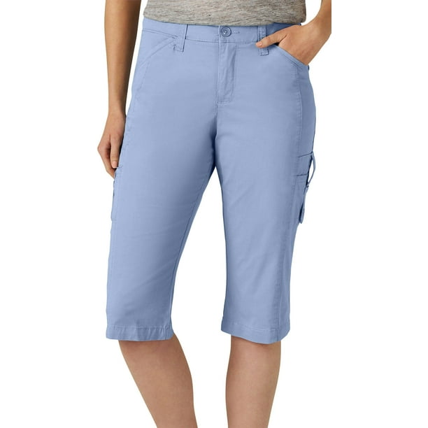 Lee - Lee Womens Flex-To-Go Solid Relaxed Fit Cargo Skimmer Capris ...