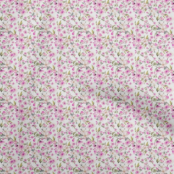 oneOone Cotton Poplin White Fabric Watercolor Floral Diy Clothing Quilting Fabric Print Fabric By Yard 42 Inch Wide-aD
