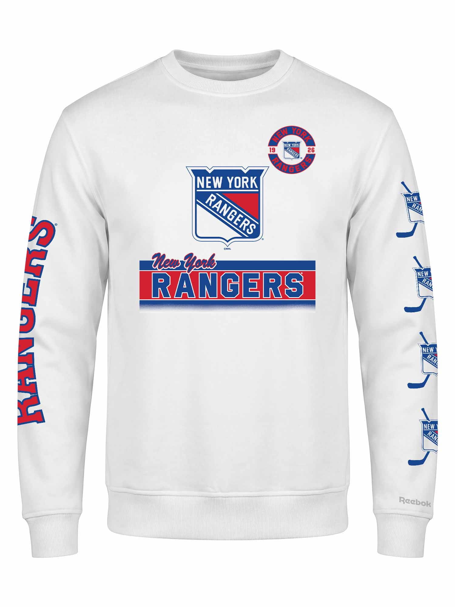 New York Rangers Reebok Mens White Crew Sweatshirt
