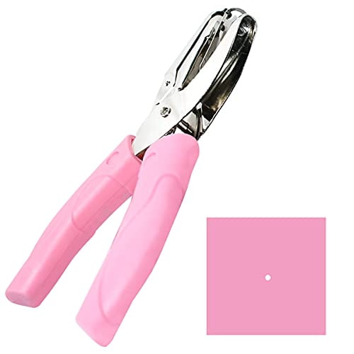 Handheld Hole Paper Punch Puncher for Craft Paper Tags Clothing Ticket DIY Scrapbook Tool, with Pink Soft Handheld Grip (Small Circle 1/16 inch)$$Art & Craft